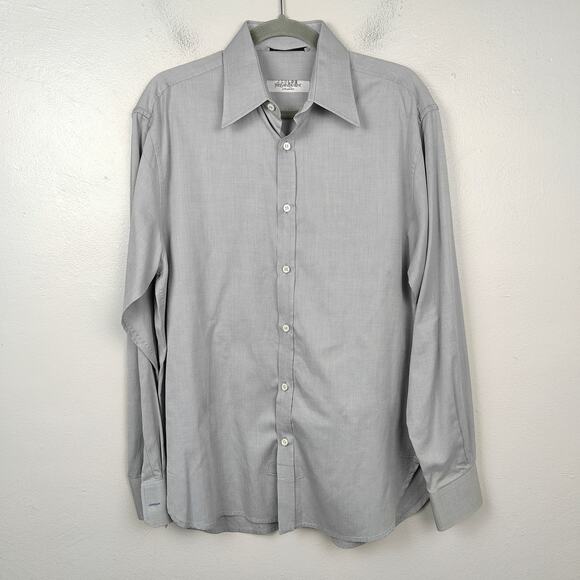 Yves‎ Saint Laurent Dress Shirt Mens 40 15 3/4 Gray Brushed Cotton Button Up - Picture 1 of 9